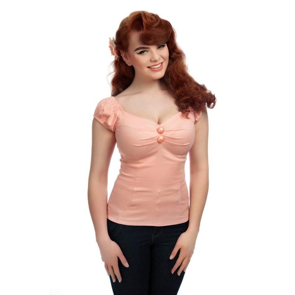 Collectif Dolores Pink top retro modcloth